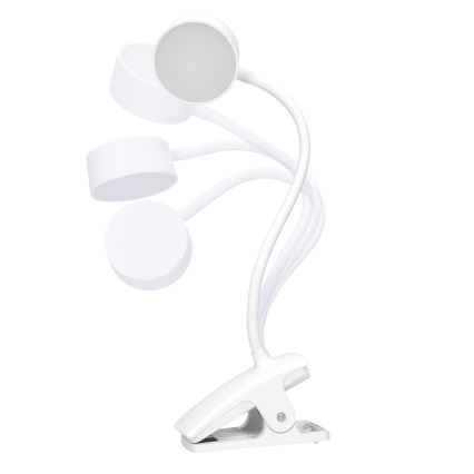 LED Ściemnialna elastyczny ładowalny Lampa stołowa z klipsem LED/2W/1800 mAh 3000/4000/6500K biały