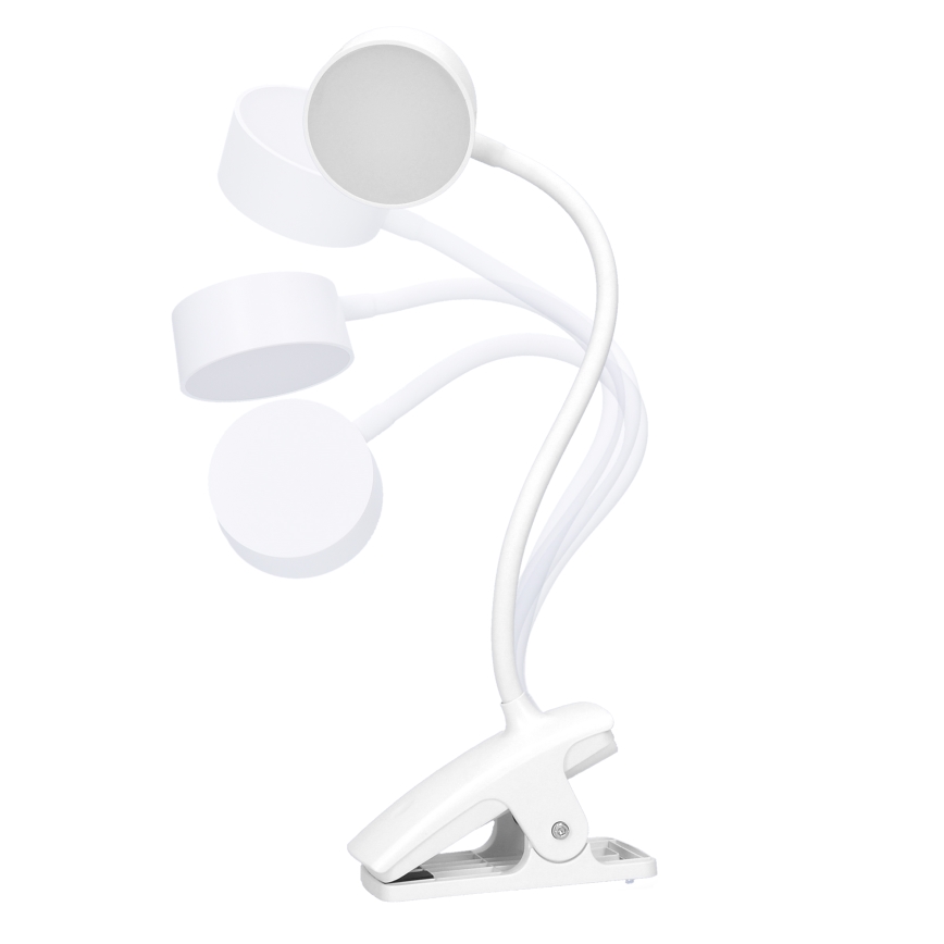 LED Ściemnialna elastyczny ładowalny Lampa stołowa z klipsem LED/2W/1800 mAh 3000/4000/6500K biały