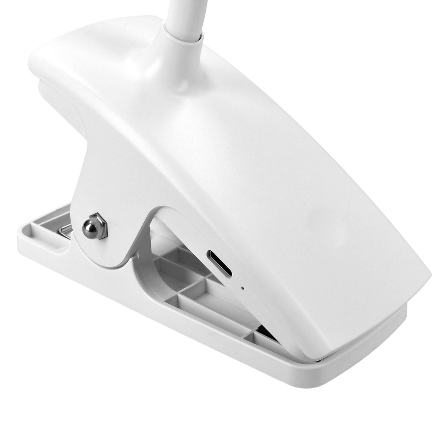 LED Ściemnialna elastyczny ładowalny Lampa stołowa z klipsem LED/2W/1800 mAh 3000/4000/6500K biały