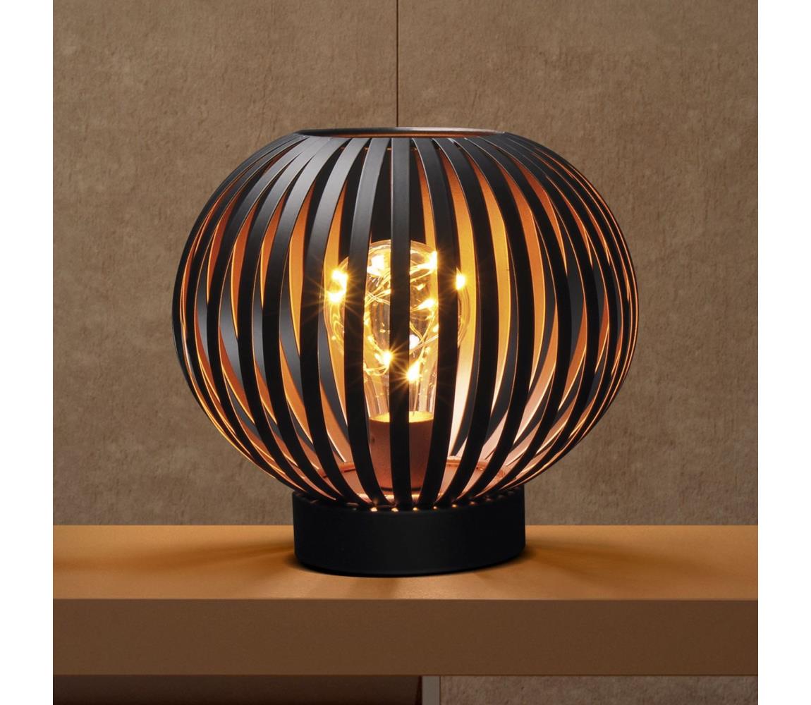 WO3102 - LED Dekoracyjna lampa stołowa LED/3xAA czarna/miedź