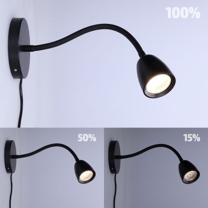 LED Mały ściemnialny kinkiet LED/4W/230V czarny