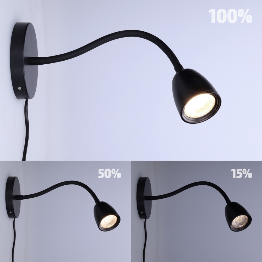 LED Mały ściemnialny kinkiet LED/4W/230V czarny