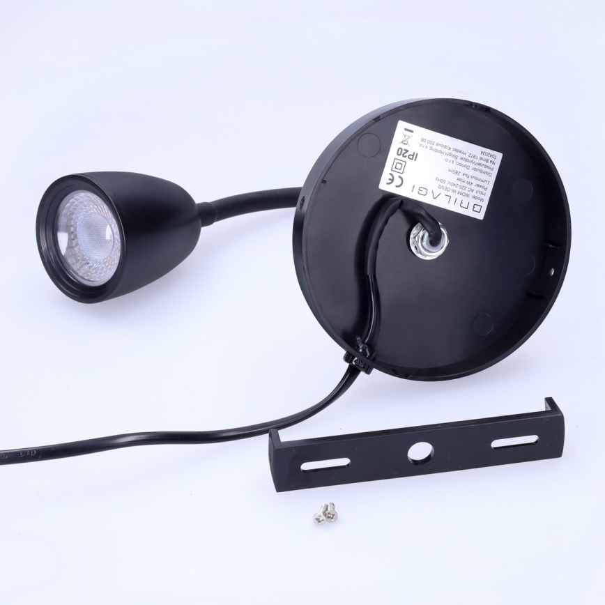 LED Mały ściemnialny kinkiet LED/4W/230V czarny