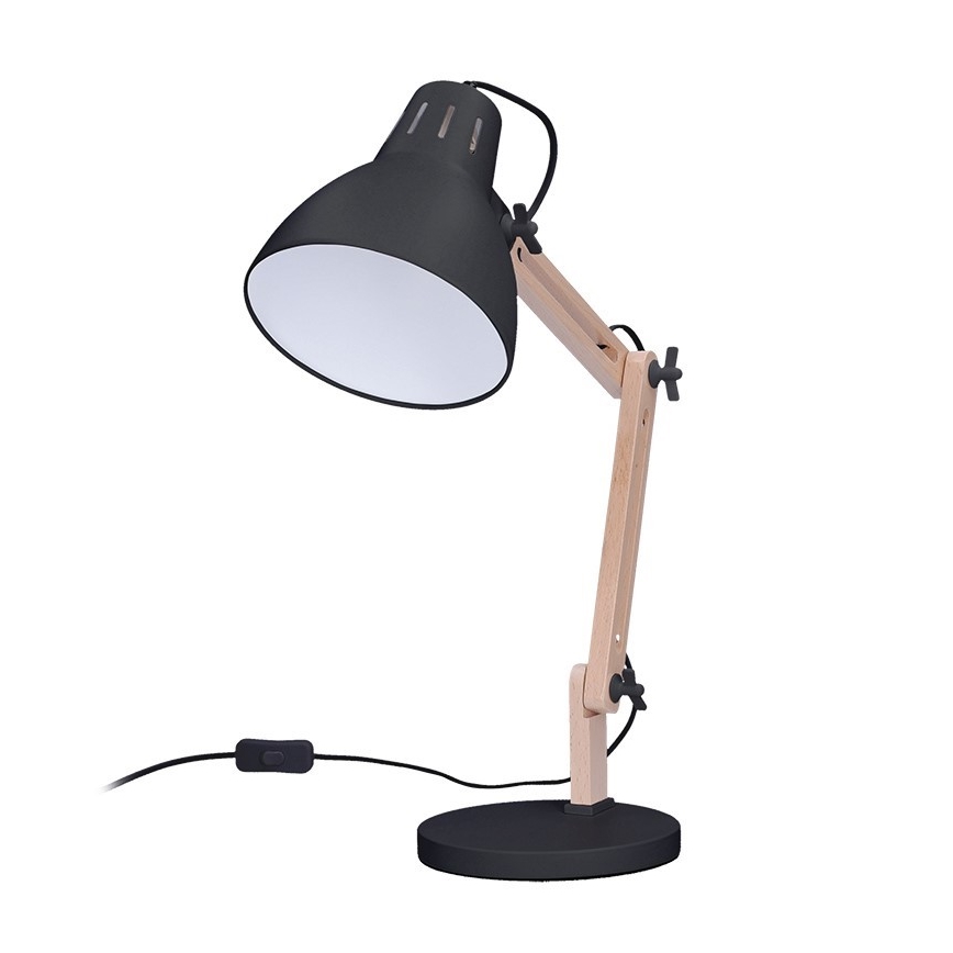 Lampa stołowa FALUN 1xE27/25W/230V czarna/dąb