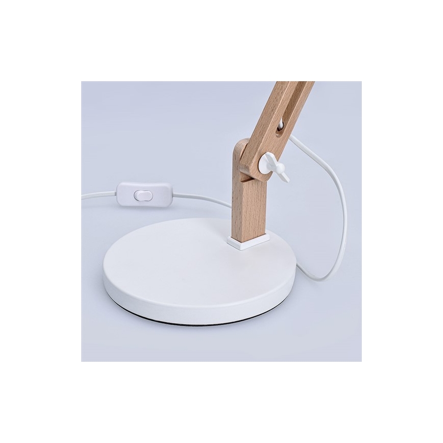Lampa stołowa FALUN 1xE27/25W/230V biała/dąb