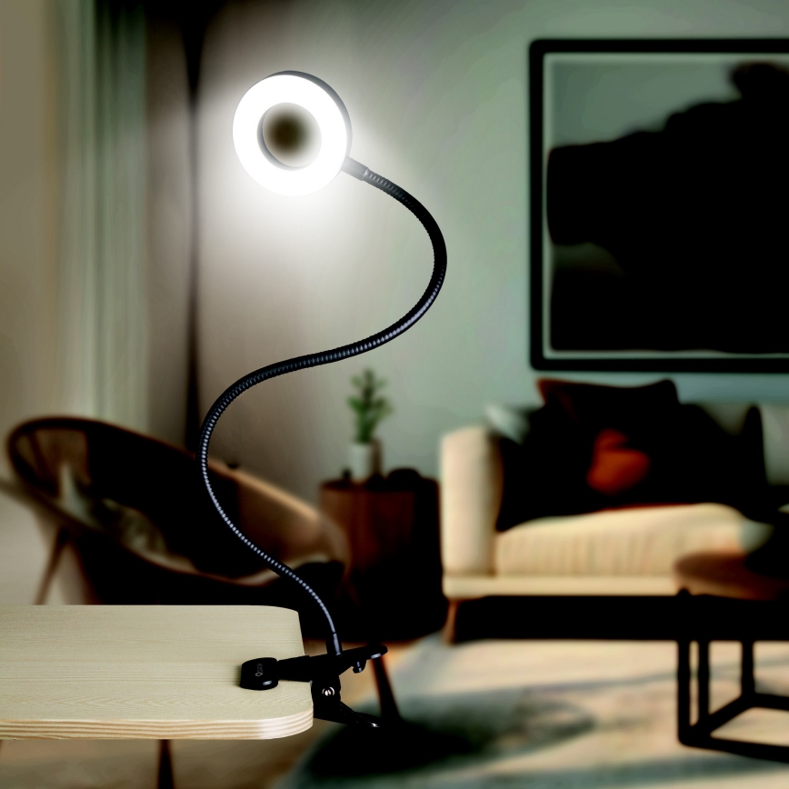 LED ściemnialna lampka biurkowa z klipsem LED/8W/230V 3000/4000/5000K czarna