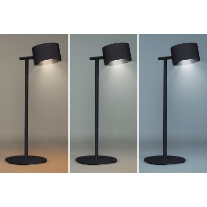 LED ściemnialna dotykowa lampa ładowalna 3w1 LED/4W/2000 mAh 3000/4000/6500K czarna