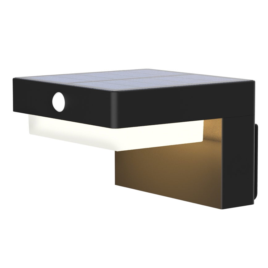 LED Kinkiet solarny z czujnikiem ruchu i zmierzchu PALERMO LED/5W/2000 mAh IP54 czarny