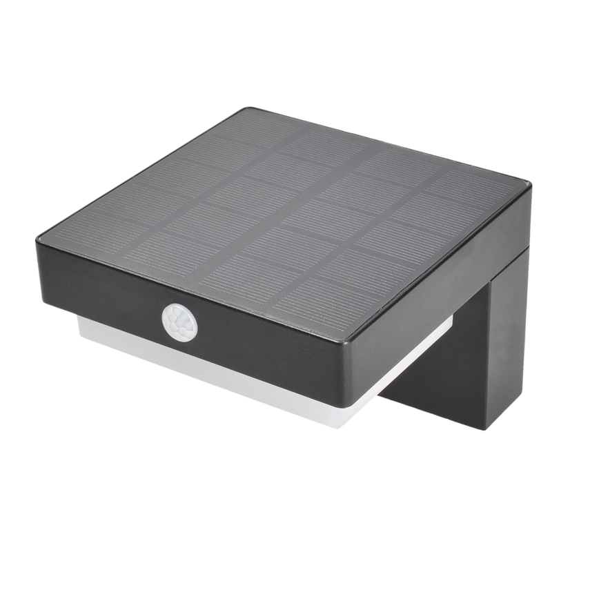 LED Kinkiet solarny z czujnikiem ruchu i zmierzchu PALERMO LED/5W/2000 mAh IP54 czarny