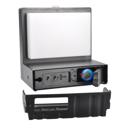 LED Kinkiet solarny z czujnikiem ruchu i zmierzchu PALERMO LED/5W/2000 mAh IP54 czarny