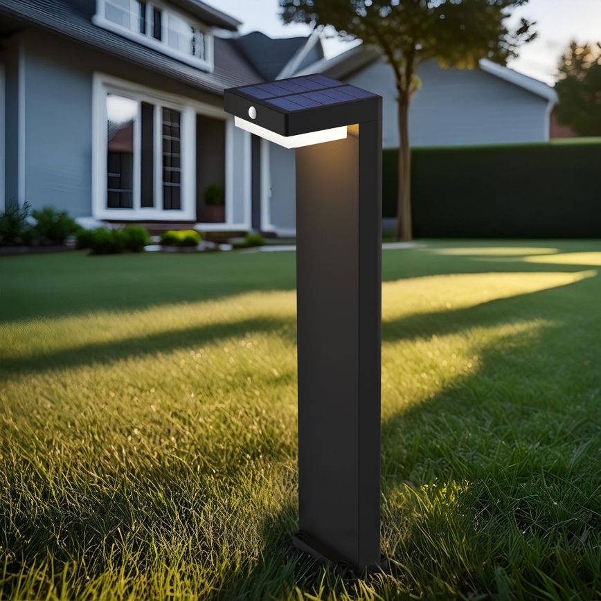 LED Lampa solarna z czujnikiem ruchu i zmierzchu PALERMO LED/5W/2000 mAh IP54 czarny