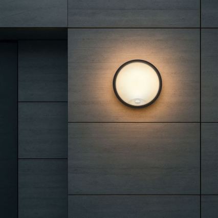 Zewnętrzna oprawa ścienna LED z czujnikiem 2 w 1 LED/20W/230V 3000/4000/6500K IP65 śr. 22 cm