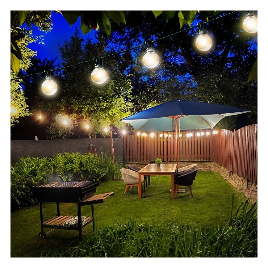 LED Zewnętrzny łańcuch dekoracyjny GIRLANDA 25xE12 20m IP44 ciepła biel