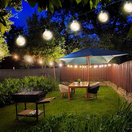 LED zewnętrzny łańcuch dekoracyjny GIRLANDA 25xE12 20m IP44 ciepła biel