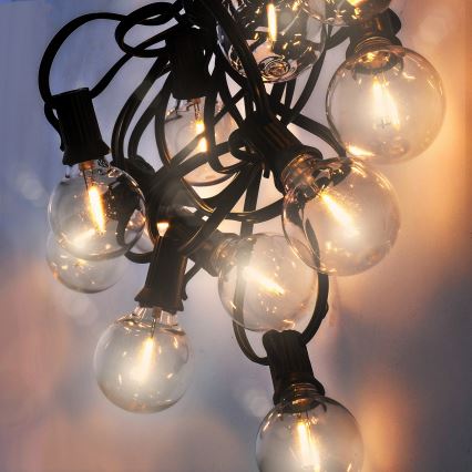 LED zewnętrzny łańcuch dekoracyjny GIRLANDA 25xE12 20m IP44 ciepła biel