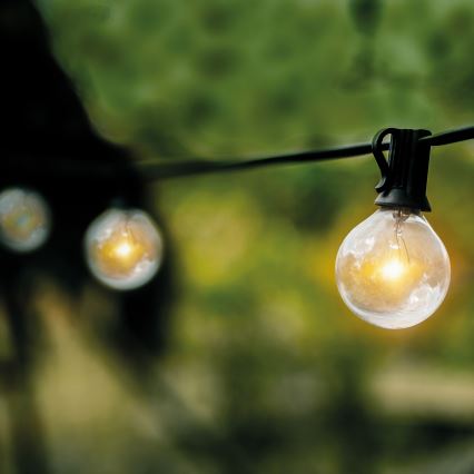 LED zewnętrzny łańcuch dekoracyjny GIRLANDA 25xE12 20m IP44 ciepła biel