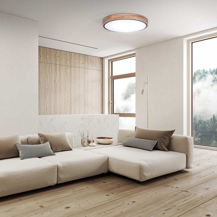 LED ściemnialna oprawa sufitowa IRON OAK LED/48W/230V 3000-6500K dąb śr. 40 cm + pilot zdalnego sterowania