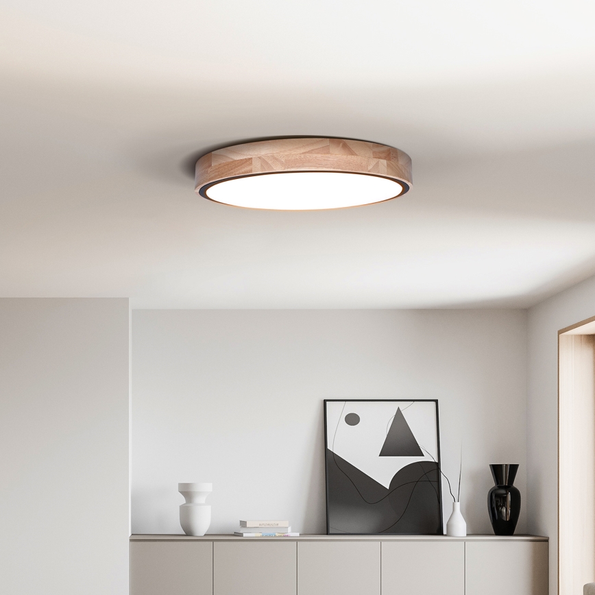 LED ściemnialna oprawa sufitowa IRON OAK LED/48W/230V 3000-6500K dąb śr. 40 cm + pilot zdalnego sterowania