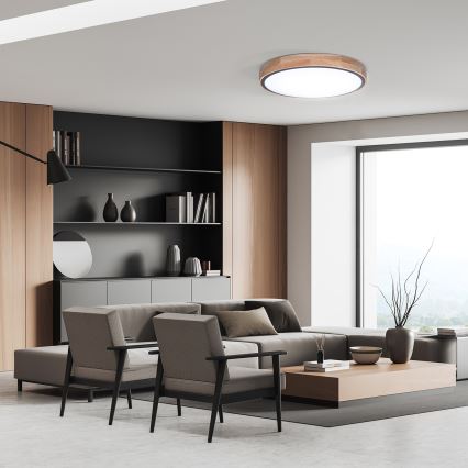 LED ściemnialna oprawa sufitowa IRON OAK LED/48W/230V 3000-6500K dąb śr. 40 cm + pilot zdalnego sterowania
