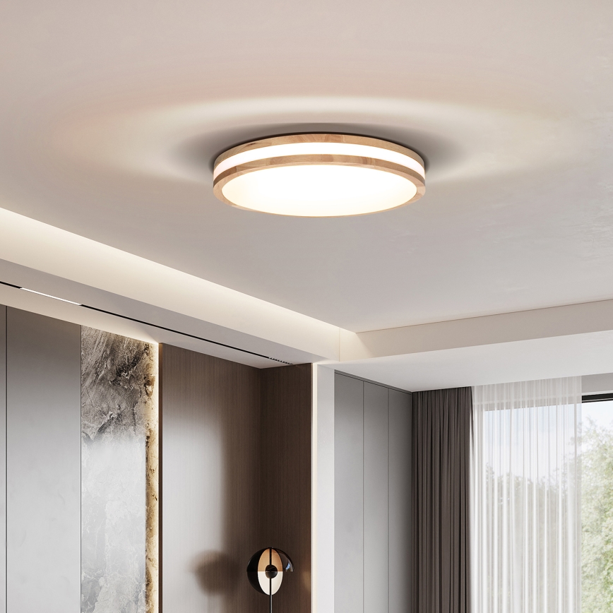 LED Plafon ściemnialny WOODY LED/60W/230V 3000-6500K dąb śr. 50 cm + pilot zdalnego sterowania