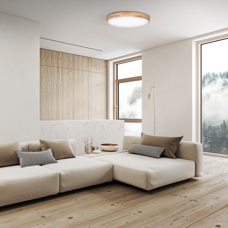LED Plafon ściemnialny SOLID OAK LED/48W/230V 3000-6500K dąb śr. 39 cm + pilot zdalnego sterowania