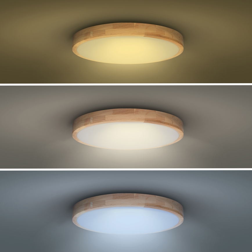 LED Plafon ściemnialny SOLID OAK LED/48W/230V 3000-6500K dąb śr. 39 cm + pilot zdalnego sterowania