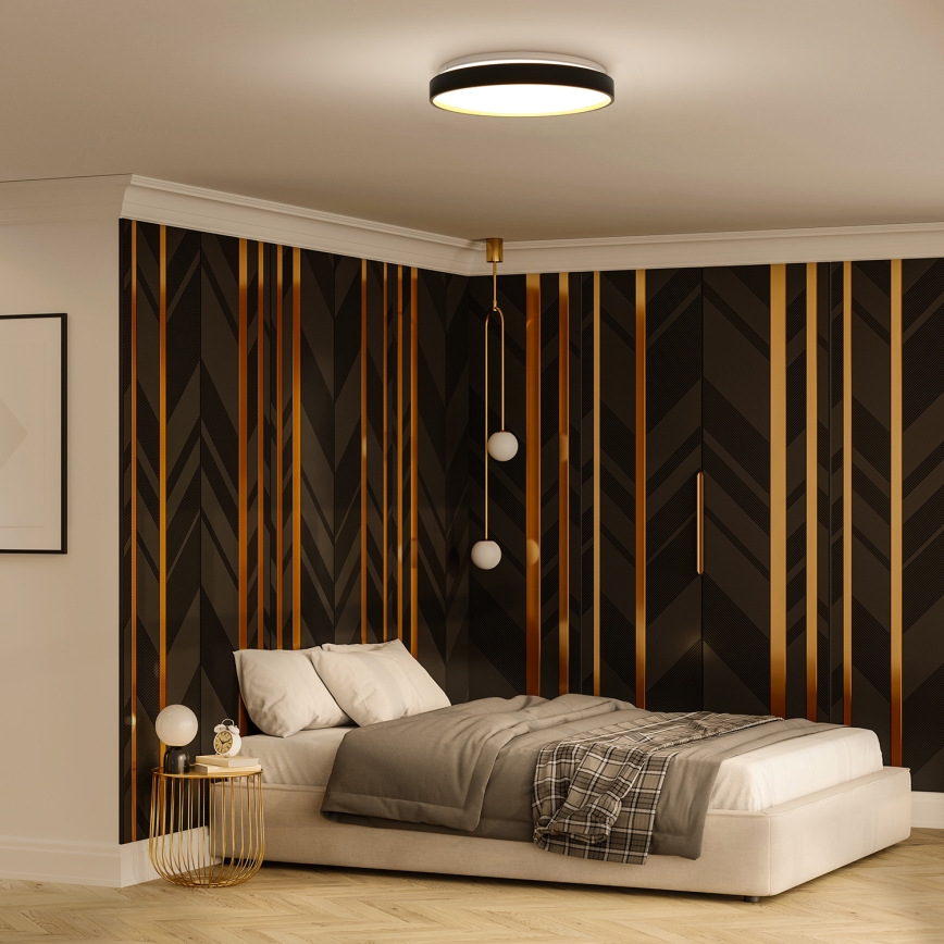 LED Plafon ściemnialny CALA LED/48W/230V 3000-6500K czarny/złoty + zdalne sterowanie