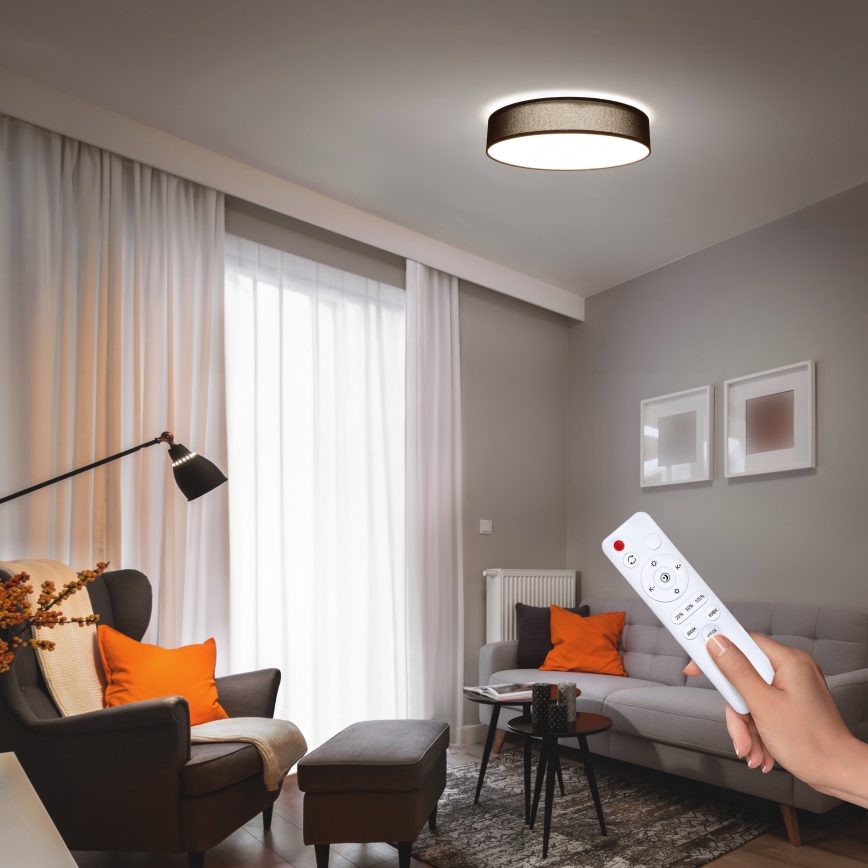 LED Plafon ściemnialny PENLEY LED/48W/230V 3000-6500K śr. 40 cm czarny + pilot zdalnego sterowania
