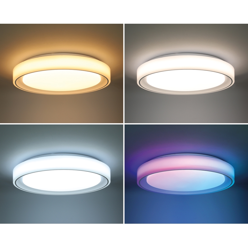 LED RGB Plafon ściemnialny FLOCO LED/30W/230V 3000-6500K + RGB/6W śr. 40cm + Pilot zdalnego sterowania