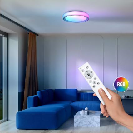 LED RGB Plafon ściemnialny FLOCO LED/30W/230V 3000-6500K + RGB/6W śr. 40cm + Pilot zdalnego sterowania