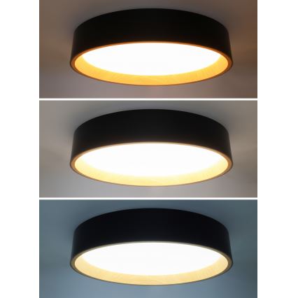 LED Plafon ściemnialny LARIOS LED/48W/230V 3000-6500K śr. 39 cm czarny + pilot zdalnego sterowania