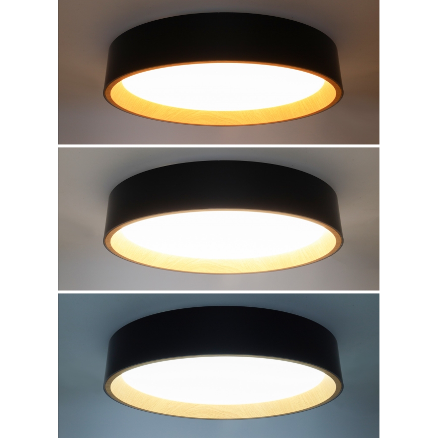 LED Plafon ściemnialny LARIOS LED/48W/230V 3000-6500K śr. 39 cm czarny + pilot zdalnego sterowania
