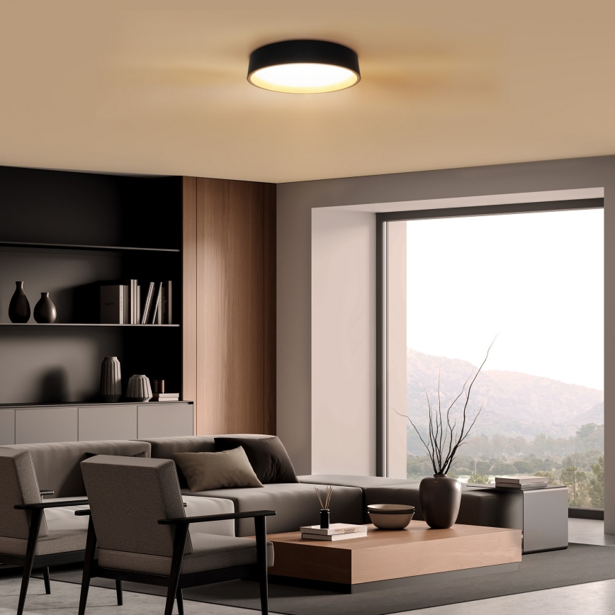 LED Plafon ściemnialny LARIOS LED/48W/230V 3000-6500K śr. 39 cm czarny + pilot zdalnego sterowania