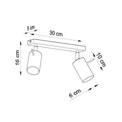Oświetlenie punktowe RING 2 2xGU10/10W/230V czarny