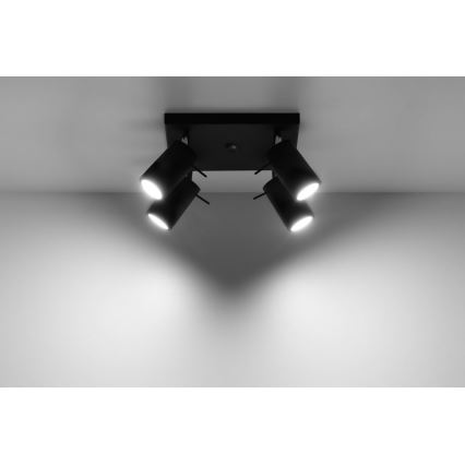 Oświetlenie punktowe RING 4 4xGU10/10W/230V czarny