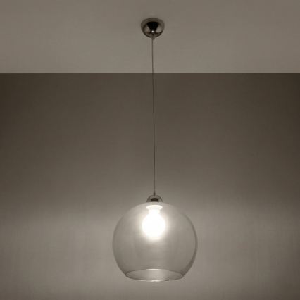 Lampa wisząca na lince BALL 1xE27/15W/230V śr. 30 cm przezroczysta