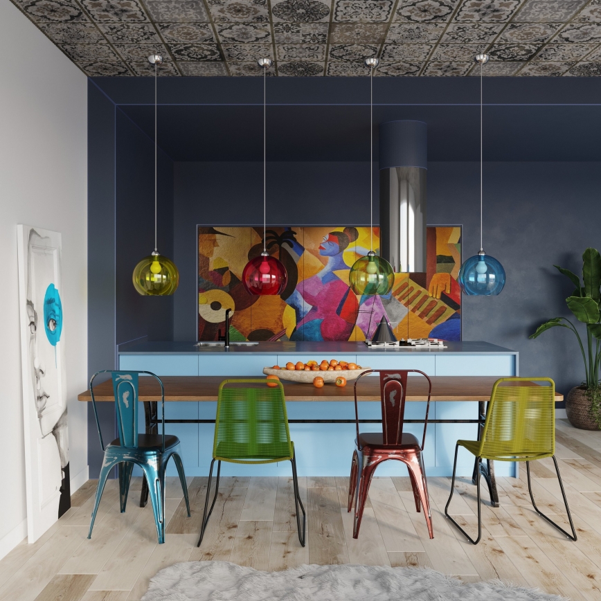 Lampa wisząca na lince BALL 1xE27/15W/230V śr. 30 cm przezroczysta