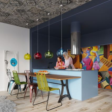 Lampa wisząca na lince BALL 1xE27/15W/230V śr. 30 cm przezroczysta