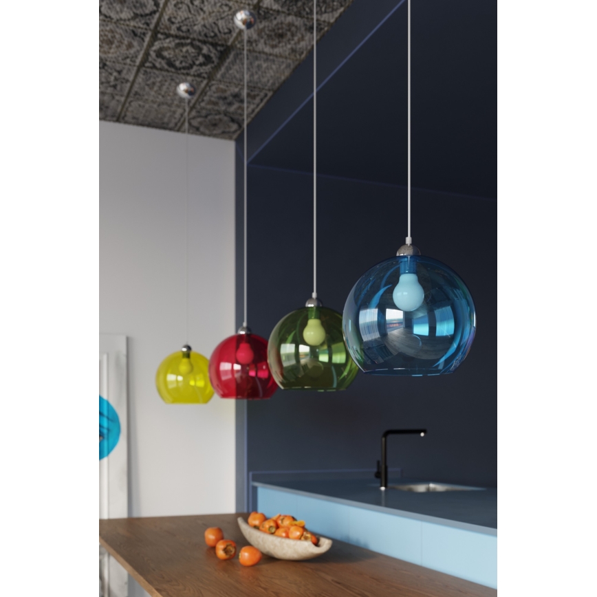 Lampa wisząca BALL na przewodzie 1xE27/15W/230V śr. 30 cm przezroczysta/błyszczący chrom