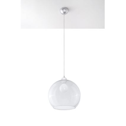 Lampa wisząca BALL na przewodzie 1xE27/15W/230V śr. 30 cm przezroczysta/błyszczący chrom