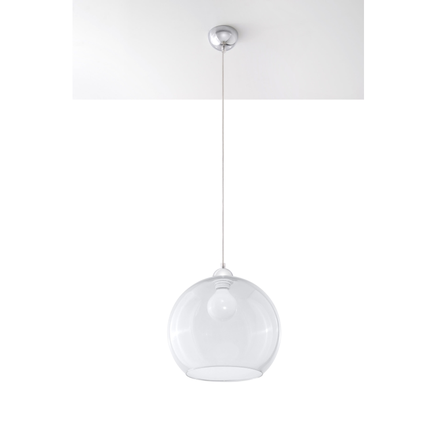 Lampa wisząca BALL na przewodzie 1xE27/15W/230V śr. 30 cm przezroczysta/błyszczący chrom