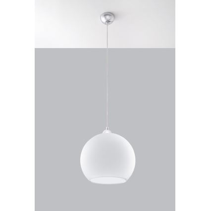 Lampa wisząca na przewodzie BALL 1xE27/15W/230V, śr. 30 cm, biała