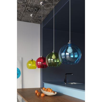 Lampa wisząca BALL na lince 1xE27/15W/230V Ø 30 cm biała/chrom błyszczący