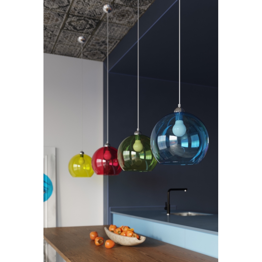 Lampa wisząca BALL na lince 1xE27/15W/230V Ø 30 cm biała/chrom błyszczący