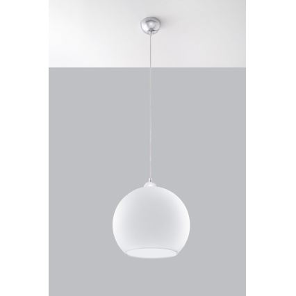Lampa wisząca BALL na lince 1xE27/15W/230V Ø 30 cm biała/chrom błyszczący
