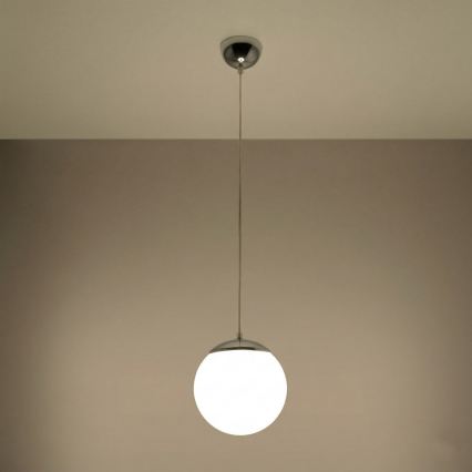 Żyrandol na lince UGO 1xE27/15W/230V śr. 20 cm biały/chrom błyszczący