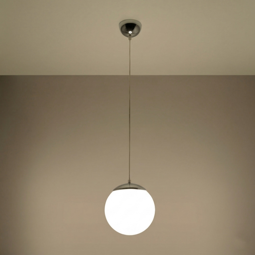 Żyrandol na lince UGO 1xE27/15W/230V śr. 20 cm biały/chrom błyszczący