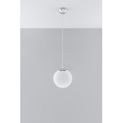 Żyrandol na lince UGO 1xE27/15W/230V śr. 20 cm biały/chrom błyszczący