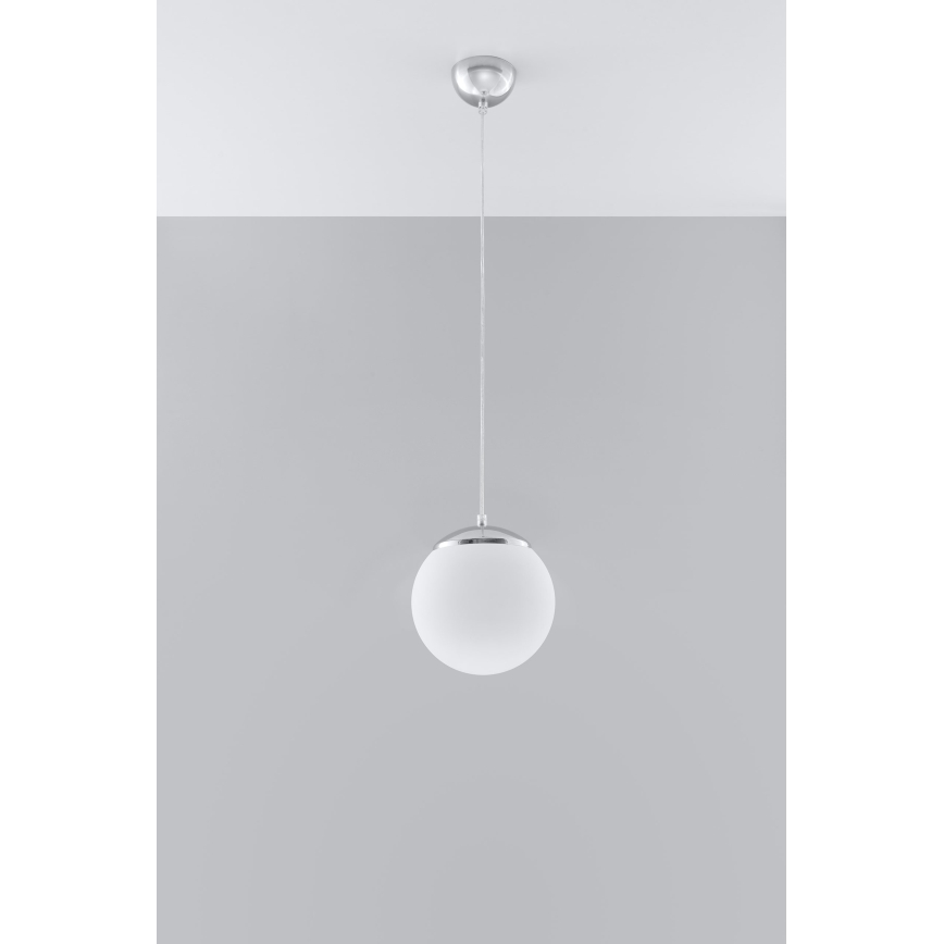 Żyrandol na lince UGO 1xE27/15W/230V śr. 20 cm biały/chrom błyszczący
