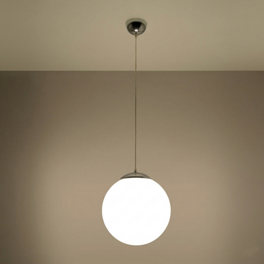Lampa wisząca na przewodzie UGO 1xE27/15W/230V śr. 30 cm biała
